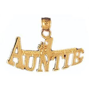 Number One Auntie Pendant Necklace Charm Bracelet in Yellow, White or Rose Gold 9992