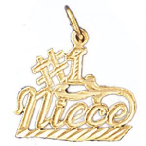 Number One Niece Pendant Necklace Charm Bracelet in Yellow, White or Rose Gold 9994