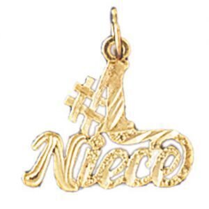 Number One Niece Pendant Necklace Charm Bracelet in Yellow, White or Rose Gold 9997