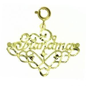 Grandma Grandmother Pendant Necklace Charm Bracelet in Yellow, White or Rose Gold 10004