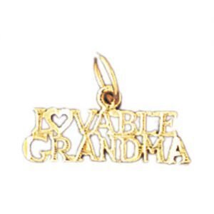 Lovable Grandma Grandmother Pendant Necklace Charm Bracelet in Yellow, White or Rose Gold 10011