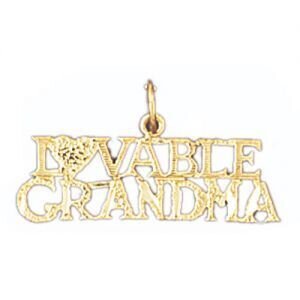 Lovable Grandma Grandmother Pendant Necklace Charm Bracelet in Yellow, White or Rose Gold 10012