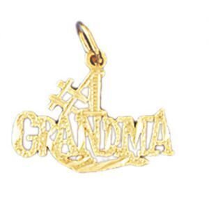 Number One Grandma Grandmother Pendant Necklace Charm Bracelet in Yellow, White or Rose Gold 10015
