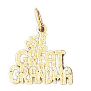 Number One Great Grandma Grandmother Pendant Necklace Charm Bracelet in Yellow, White or Rose Gold 10016