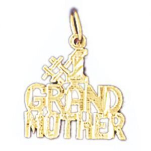 Number One Grandma Grandmother Pendant Necklace Charm Bracelet in Yellow, White or Rose Gold 10017
