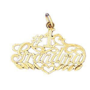 Number One Grandma Grandmother Pendant Necklace Charm Bracelet in Yellow, White or Rose Gold 10018