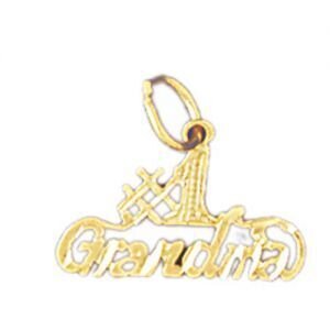 Number One Grandma Grandmother Pendant Necklace Charm Bracelet in Yellow, White or Rose Gold 10021