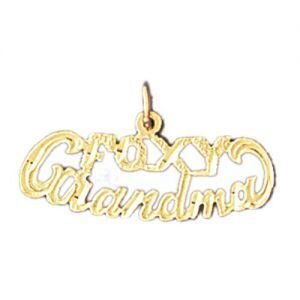 Foxy Grandma Grandmother Pendant Necklace Charm Bracelet in Yellow, White or Rose Gold 10023