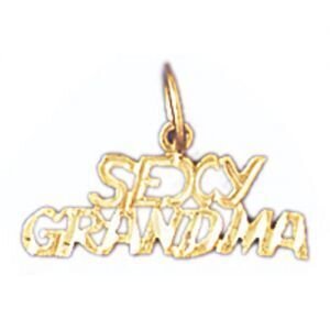 Sexy Grandma Grandmother Pendant Necklace Charm Bracelet in Yellow, White or Rose Gold 10025