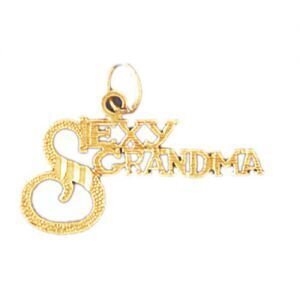 Sexy Grandma Grandmother Pendant Necklace Charm Bracelet in Yellow, White or Rose Gold 10026
