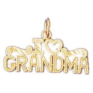 I Love Grandma Pendant Necklace Charm Bracelet in Yellow, White or Rose Gold 10036
