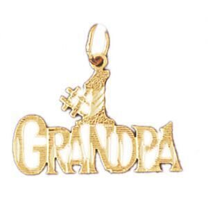 Number One Grandpa Pendant Necklace Charm Bracelet in Yellow, White or Rose Gold 10039