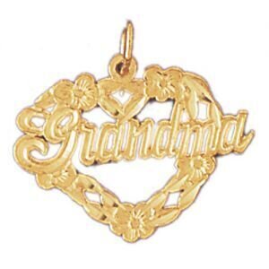 Grandma Pendant Necklace Charm Bracelet in Yellow, White or Rose Gold 10047