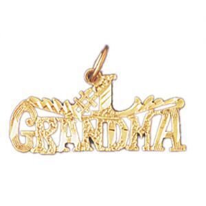 Number One Grandma Pendant Necklace Charm Bracelet in Yellow, White or Rose Gold 10050