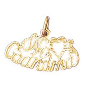 We Love Grandma Pendant Necklace Charm Bracelet in Yellow, White or Rose Gold 10054