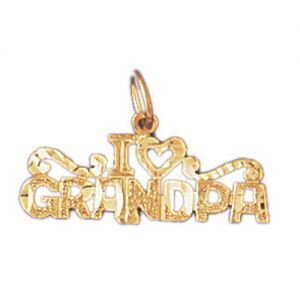 I Love Grandpa Pendant Necklace Charm Bracelet in Yellow, White or Rose Gold 10058