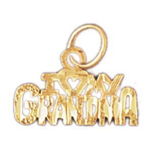 I Love Grandma Pendant Necklace Charm Bracelet in Yellow, White or Rose Gold 10059