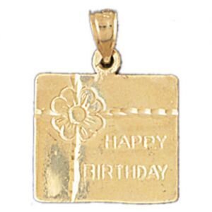 Happy Birthday Pendant Necklace Charm Bracelet in Yellow, White or Rose Gold 10068