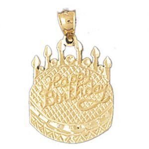 Happy Birthday Pendant Necklace Charm Bracelet in Yellow, White or Rose Gold 10069