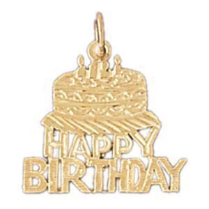 Happy Birthday Pendant Necklace Charm Bracelet in Yellow, White or Rose Gold 10071