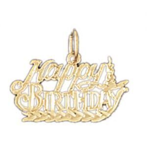 Happy Birthday Pendant Necklace Charm Bracelet in Yellow, White or Rose Gold 10073