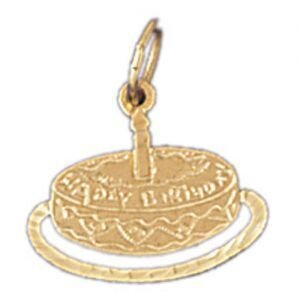 Happy Birthday Pendant Necklace Charm Bracelet in Yellow, White or Rose Gold 10074