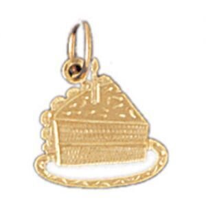Piece Of Cake Pendant Necklace Charm Bracelet in Yellow, White or Rose Gold 10075