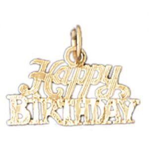 Happy Birthday Pendant Necklace Charm Bracelet in Yellow, White or Rose Gold 10076