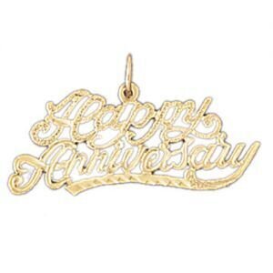 Happy Anniversary Pendant Necklace Charm Bracelet in Yellow, White or Rose Gold 10080