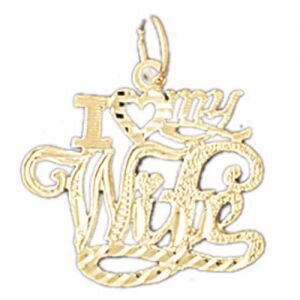 I Love My Wife Pendant Necklace Charm Bracelet in Yellow, White or Rose Gold 10083