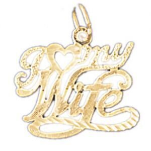 I Love My Wife Pendant Necklace Charm Bracelet in Yellow, White or Rose Gold 10084