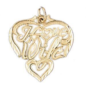 I Love My Wife Pendant Necklace Charm Bracelet in Yellow, White or Rose Gold 10086