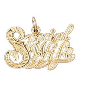 Special Wife Pendant Necklace Charm Bracelet in Yellow, White or Rose Gold 10087