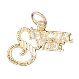 Special Wife Pendant Necklace Charm Bracelet in Yellow, White or Rose Gold 10091
