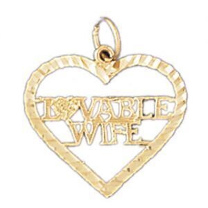 Lovable Wife Pendant Necklace Charm Bracelet in Yellow, White or Rose Gold 10094
