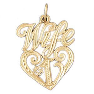 Number One Wife Pendant Necklace Charm Bracelet in Yellow, White or Rose Gold 10095