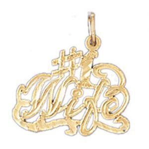 Number One Wife Pendant Necklace Charm Bracelet in Yellow, White or Rose Gold 10101