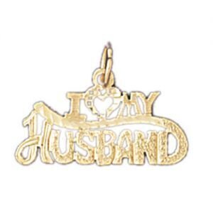 I Love My Husband Pendant Necklace Charm Bracelet in Yellow, White or Rose Gold 10105