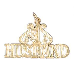 Number One Husband Pendant Necklace Charm Bracelet in Yellow, White or Rose Gold 10107