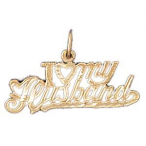 I Love My Husband Pendant Necklace Charm Bracelet in Yellow, White or Rose Gold 10108