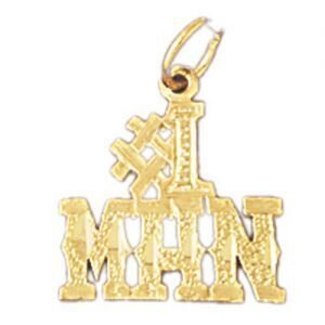 Number One Man Pendant Necklace Charm Bracelet in Yellow, White or Rose Gold 10113