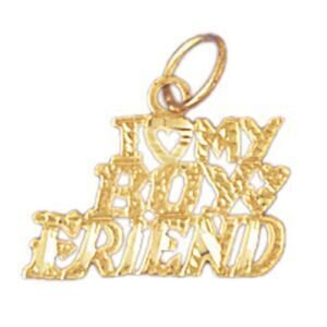 I Love My Boyfriend Pendant Necklace Charm Bracelet in Yellow, White or Rose Gold 10115