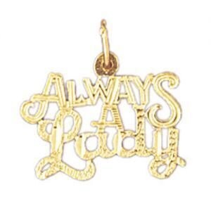 Always A Lady Pendant Necklace Charm Bracelet in Yellow, White or Rose Gold 10131