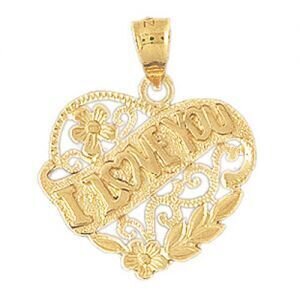 I Love You Pendant Necklace Charm Bracelet in Yellow, White or Rose Gold 10157