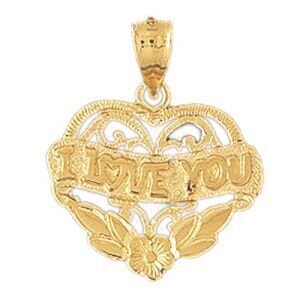 I Love You Pendant Necklace Charm Bracelet in Yellow, White or Rose Gold 10158