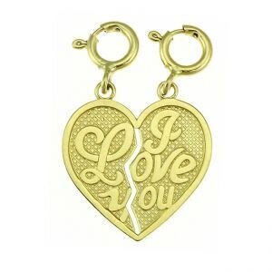 I Love You Pendant Necklace Charm Bracelet in Yellow, White or Rose Gold 10159