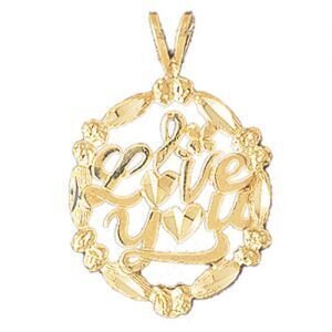 I Love You Pendant Necklace Charm Bracelet in Yellow, White or Rose Gold 10161