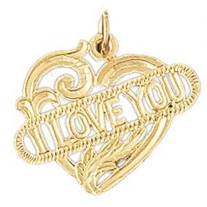I Love You Pendant Necklace Charm Bracelet in Yellow, White or Rose Gold 10163