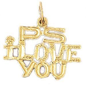 P.S L Love You Pendant Necklace Charm Bracelet in Yellow, White or Rose Gold 10164