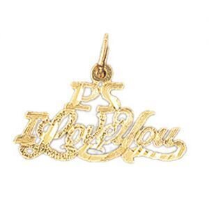 P.S L Love You Pendant Necklace Charm Bracelet in Yellow, White or Rose Gold 10165